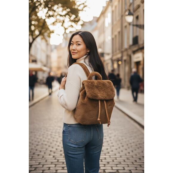 Women’s Brown Faux Fur Mini Backpack – Appears Rampage – NWOT - Picture 2 of 9